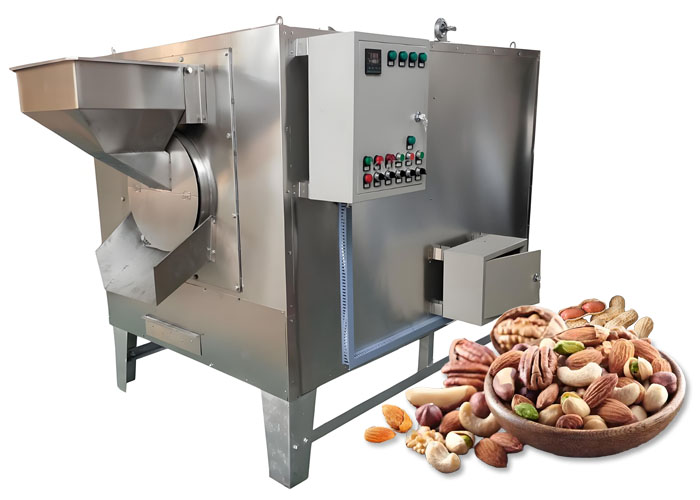 The differences between roasting peanuts and almonds by nutroasting machine